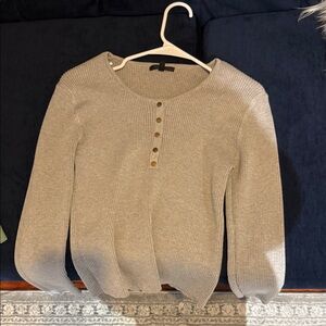 Zara Light Gray Ribbed Knit Top